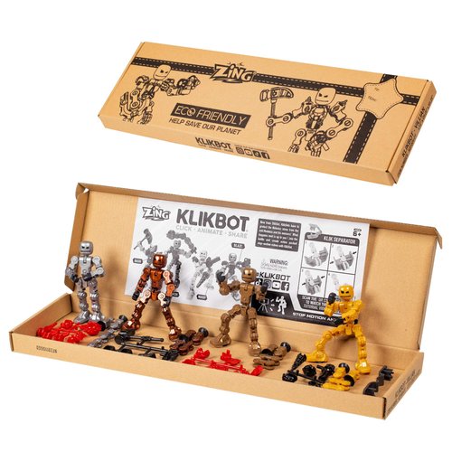 Zing Klikbot, Complete Set of 4 Poseable Action Figures with Weapons, Translucent, Create Stop Motion Animation, for Ages 6 and Up (Series 2 Villains)