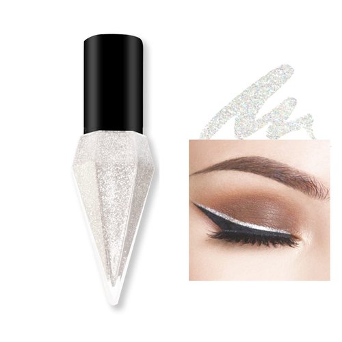 Rosarden Liquid Glitter Eyeliner, Metallic Shimmer White Diamond Eye Liner Stick, Waterproof Long Lasting Quick Drying High Pigmented Sparkle Eyeshadow, Glitter Eyeliner for Eye Makeup