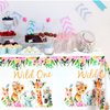 Breling Wild One Tablecloth, 3 Pack, 43 x 71 Inch, Animal Safari, Jungle Theme Birthday, Baby Shower Party Supplies, Disposable, Polyethylene (PE)