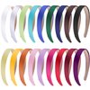 SIQUK 18 Pieces Satin Headbands 0.79 Inch Wide Non-slip Headband Plain Satin Headband Colorful Hard Headbands DIY Headbands for Women and Girls, 18 Colors