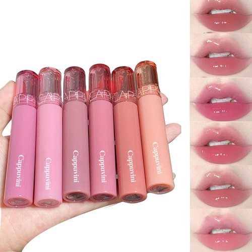Baorder 6 PCS Hydrating Plumping Lip Gloss Tinted Lip Balm Set,Mirror Liquid Water Glow Lipstick,Long Lasting Waterproof Moisturizing Shimmer Jelly Lip Glaze