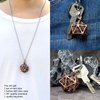 Haxtec Mini Metal DND Dice Set with Hollow Necklace Dice Case Antique Tiny Metal Dice Set D&D Keychain Portable 7PCS Dice Set