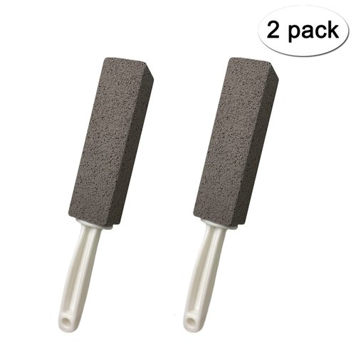 2 Pack Pumice Cleaning Stone with Handle, Toilet Bowl Cleaner Toilet Brush with Non-Slip Long Plastic Handle for Kitchen/Bath/Pool/Household Cleaning