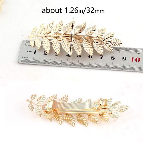 2 Pcs Gold Toga Party Halloween Greek Goddess Costume Gold Leaves Hair Barrettes (Halloween Gold Leaf Hair Clips)