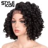 Style Icon 13" Afro Wigs Short Curly Wigs for Black Women Lace Front Side Part Synthetic Wigs (13 Inch, Jet Black 1#)