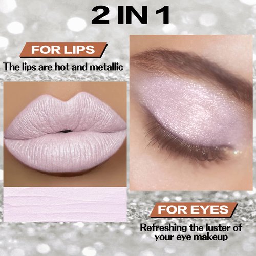 FOCALLURE Metallic Chameleon Liquid Lipstick, Glitter Lip Gloss, Shimmery Finish, Nonstick Cup Lip Makeup for Costume, Cosplay, Rave Festival, 08 MORGANITE