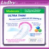 LivDry Incontinence Ultra Thin Pads for Women | Leak Protection and Odor Control | Extra Absorbent (Moderate 48-Count)