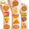 102 PCS Pizza Temporary Tattoos Themed Birthday Party Decorations Favors Supplies Décor Cute Pizza Time Pie Slice Fast Food Tattoo Stickers Gifts For Boys Girls Class Prizes Rewards Cartoon Carnival