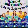 Yingoto Gamer Birthday Party Decorations Tableware Set, Video Game Birthday Decorations Tableware Serve for 25 Guests, Include Banner, Plates, Napkins, and Tablecloth, Etc, for Boys Birthday Party