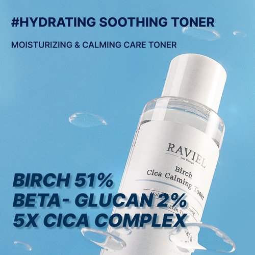 RAVIEL Birch CICA Calming Skin Toner,Soothing Formula, Barrier Calming, Moisturizing, Sensitive, Hydration, Gentle, centella Extract (5.07 fl oz)