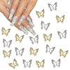 3D Alloy Butterfly Nail Art Charms,120pcs Golden Silver Butterfly Charms Decoration Valentine's Day DIY Nail Rhinestones Gems Charms for Women Nail Art Decorations