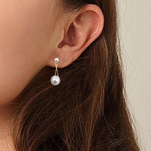 TseanYi Pearl Dangle Stud Earrings Gold Pearl Drop Earrings Vintage Pearl Ear Stud Earrings Bridal Wedding Pearl Earrings