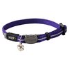 Rogz Reflective Nylon Cat Collar with Breakaway Clip and Removable Bell, fully adjustable to fit most breeds, Purple