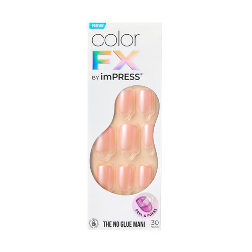 KISS imPRESS No Glue Mani Press-On Nails, Color FX, The Weekends', Light Pink, Short Size, Squoval Shape, Includes 30 Nails, Prep Pad, Instructions Sheet, 1 Manicure Stick, 1 Mini File