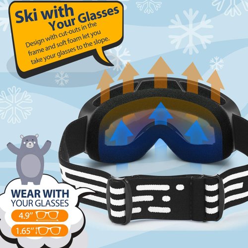 LOEO Kids Ski Goggle, Snow Ski Goggles for Kids Youth Teens Boys and Girls from 5-14