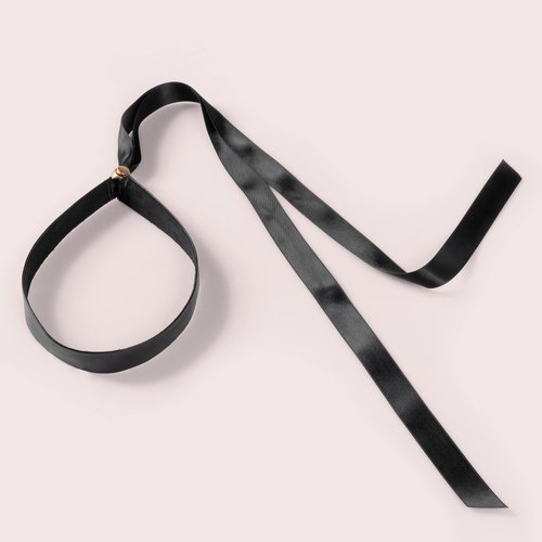 The Hair Edit Grecian Garland - Black Vegan Leather and Satin Hair Ribbon Headband