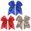 3pcs 7inch Jumbo Bow Hair Clip for Girls Glitter Cheer Bow Barrettes Sequin Bow Ponytail Duck Hair Clip for Women Teen Cheerleader Costume Accessories (3 colors)