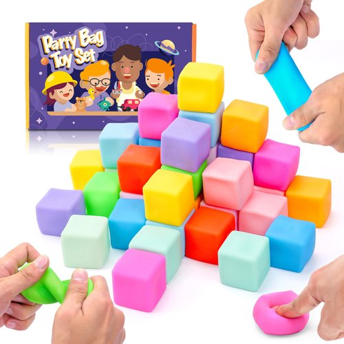 36Pcs Slow Rising Stress Cube,Stress Balls for Kids,Squishy Balls Bulk,Squeeze Balls, Fidget Adults Colorful Cubes,Party Favors