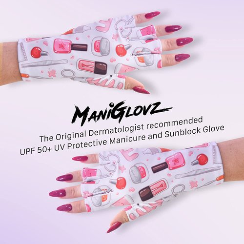 ManiGlovz - The ORIGINAL UPF 50+ UV Light Protective Nail Gloves | Gel Manicure Gloves and Anti UV Fingerless Gloves for Women | Can be Used as Sun Protection Gloves for Driving | P.Casso