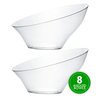 PLASTICPRO Disposable Angled Plastic Bowls Round Medium Serving Bowl, Elegant for Party's, Snack, or Salad Bowl, Clear Pack of 4