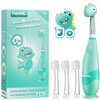 Papablic Toddler Sonic Electric Toothbrush for Ages 1-3 Years, Baby Electric Toothbrush with Cute Dino Cover and Smart LED Timer, 4 Brush Heads (Jo)