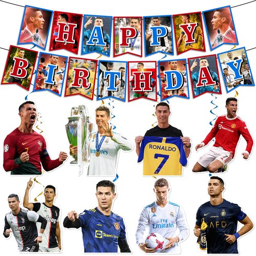 Happy Birthday Party Decorations Set includes 1pcs Birthday Banner and 8pcs Birthday Hanging Swirls Party Supplies