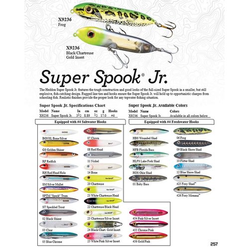 Heddon Super Spook Topwater Fishing Lure for Saltwater and Freshwater, Bone, Jr (1/2 oz)