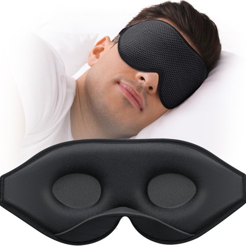 MABAO Sleep Mask, Eye Mask for Sleeping, Women Men Side Sleeper, 3D Contoured Cup No Eye Pressure 100% Blocking Light Sleeping Mask with Adjustable Strap Blindfold Yoga, Traveling, Nap, Black