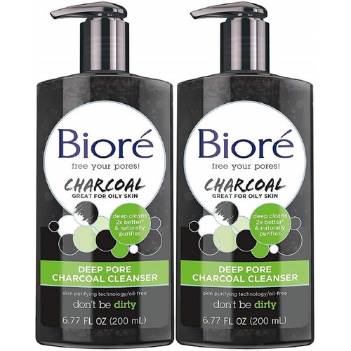 Biore Deep Pore Charcoal Cleanser, 6.77 Fl Oz (Pack of 2)