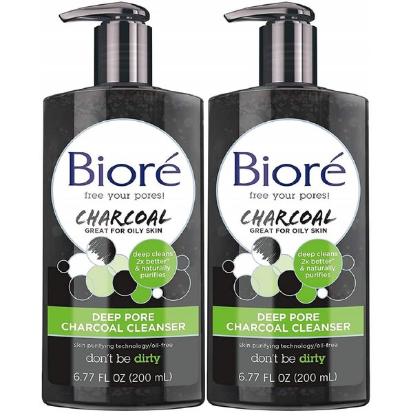 Biore Deep Pore Charcoal Cleanser, 6.77 Fl Oz (Pack of 2)
