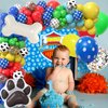 Winrayk 156Pcs Dog Paw Birthday Party Decorations Supplies for Boys Kids Teen, Paw Print Balloon Arch Kit & Backdrop Tablecloth Paw Dog Bone Foil Balloons, Puppy Paw Theme Birthday Party Decorations