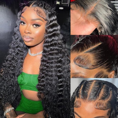 Ali Bling Deep Wave Lace Front Wigs Human Hair 13x6 HD Transparent Deep Curly Lace Frontal Wigs H...
