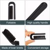 Boar Bristle Hair Brush, Folding Travel Hair Brush Collapsable Pocket Hairbrush Comb Mini Beard Brush for Men Barbers Portable Hair Styling Tool for Thick Coarse Hair