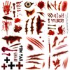 Oottati 6 Sheets Halloween Realistic Scar Waterproof Temporary Tattoo Stickers Eyeball Wound Blood Bone Hand Scratch Cover