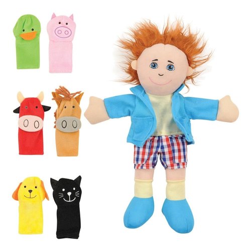 Constructive Playthings Puppet & Props Set for Ages 2 and Up, Set of 7