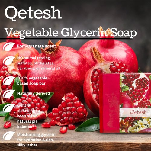 Nabila K Vegetable Glycerin Bar Soap, for Body, Face, and Hands, Qetesh, Single Bar, 4.5oz/127.5g each.