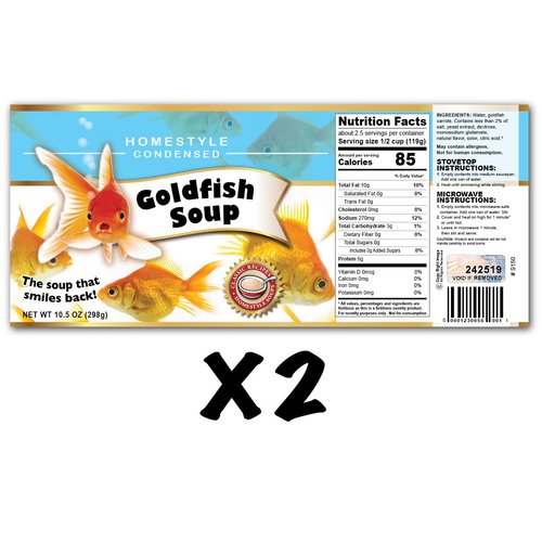 Gag Goldfish Novelty Soup Can Labels - FUNNY Joke Gift or Prank - Party Decorations, Supplies and Favors - Birthday, Xmas Stocking Stuffer, White Elephant Party, Secret Santa and More! (2)
