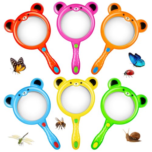 6Pcs Magnifying Glass for Kids, Colorful Hand Toy Magnifying Glass, Mini Magnifying Glasses for Science Class Reading Outdoor Observation Party Favor