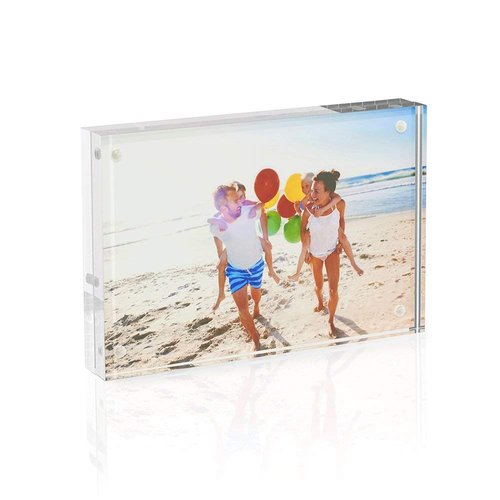 TWING 5x7 Acrylic Frame for Pictures, Clear Double Sided Acrylic Picture Frame with Microfiber Cloth, Picture Frame 5x7, 12 + 12MM Thickness Magnetic Acrylic Photo Frame Desktop Frameless Display 5x7