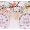 Ocodio 40 Pcs 9 Inch Pink Bow Party Plates, Bow Theme Birthday Party Decorations Party Supplies,Coquette Birthday Decortions