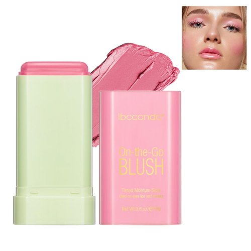 Multi-Use Makeup Blush Stick,Cream Blush Stick,Waterproof Natural Nude,Monochromatic Blush Beauty Wand for Cheek and Lip Tint(Shy Pink)