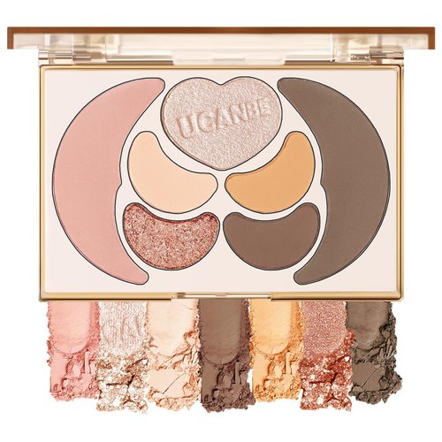 UCANBE All in One Makeup Kit - 4 Shimmer Matte Eyeshadow, 1 Pink Blush, 1 Bronzer Contour, 1 Illuminator Highlighter Makeup Palette Make Up Sets for Women Girls Teens Gif (03 Tasty Nut Makeup Palette)