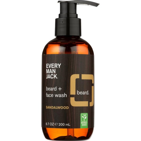 Every Man Jack Beard + Face Wash - Subtle Sandalwood Fragrance - Deep Cleans, Conditions, and Softens Your Beard and Skin Underneath - Naturally Derived with Aloe and Coconut - 6.7-ounce (EmjBeardWashParent)