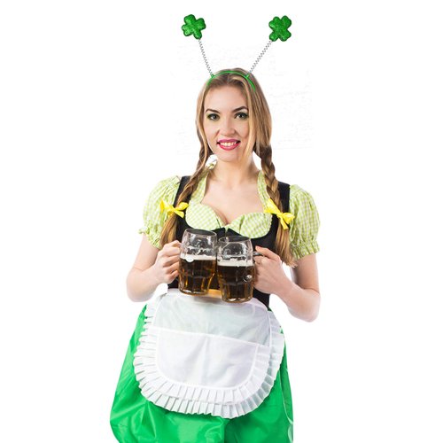 Skeleteen Glitter Shamrock Headband Boppers - St Patricks Day Irish Green Shamrock Head Band Party Favors Supplies Accessories - 6 Pieces