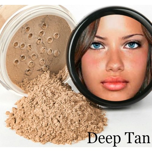 3pc FULL SIZE KIT (DEEP TAN) Mineral Makeup Foundation Set Sheer Powder Bare Face Matte Cover
