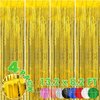BFONS 4-Pack Backdrop for Party Decorations, Foil Fringe Backdrop Curtains, Tinsel Streamers for Birthday Party Decorations, Gold Backdrop Curtains for Girl Graduation Disco Parties