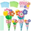 BeYumi Flower Bouquet Craft Kit - 48Pcs Mother's Day Flower Bouquet Craft in Two Colors for Kids Make Your Own Flower Bouquet Teacher Appreciation Week DIY Gift School Classroom Home Fun Activities