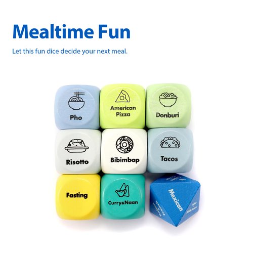 Fiolly Food Decision Dice For Eating Out Food Deciding Dice For Couples Family Gifts Meal Dice Food Decider Game Wood Dice Set 9pcs