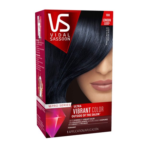 Vidal Sassoon Pro Series Permanent Hair Dye, 1BB Midnight Muse Blue Hair Color, Pack of 1