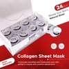 Handy Towel Collagen Face Sheet Mask - Hydrating & Firming Daily Facial Mask with Hydrolyzed Collagen & Peptides for Anti-Aging, Reduces Wrinkles, Restores Elasticity & Glow, Travel Size 24-Pack